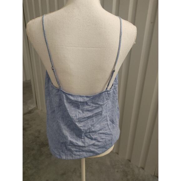 BP. Top Tank Spaghetti Straps Adjustable Sz Medium Linen Blend Chambray - Picture 3 of 6